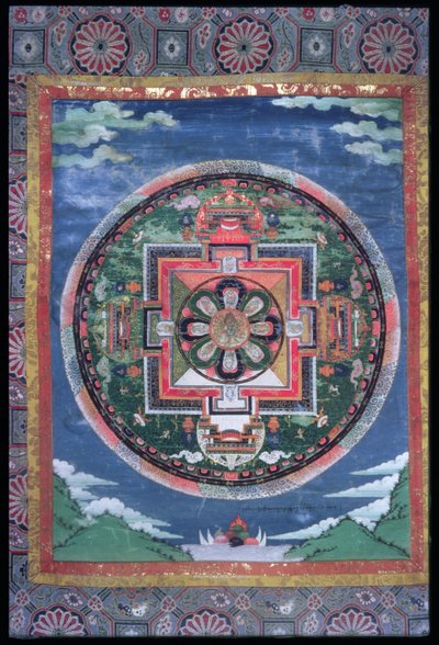 The Mystic Circle of Phyag-rdor (Varjrapani) and the Eight Serpent Divinities with Four Doorkeepers, Mandala Vajrapani, c.1849 by Indian School